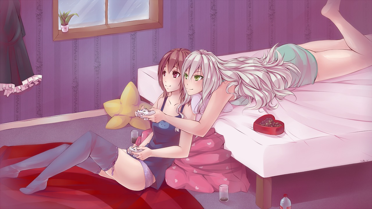 Nagisa and Shizuma playing a game together 